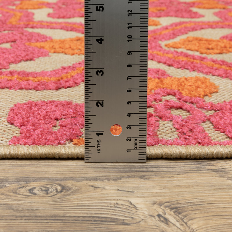 Sol 72 Outdoor™ Laub Sand/Pink/Orange Indoor/Outdoor Rug & Reviews
